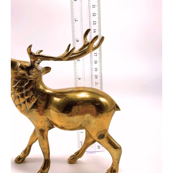 Vintage Brass Stag Deer Elk Reindeer Figurine Sculpture Decoration Collectible - Picture 8 of 8